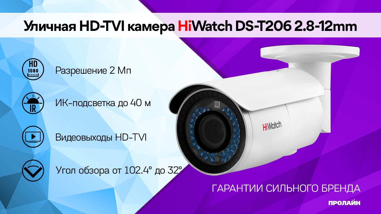 Уличная HD-TVI камера HiWatch DS-T206 2.8-12mm