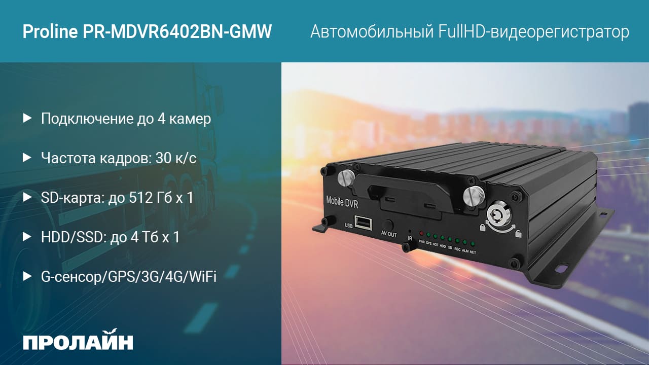 Автомоб. HD видеорегистратор Proline PR-MRA6504DG-WF