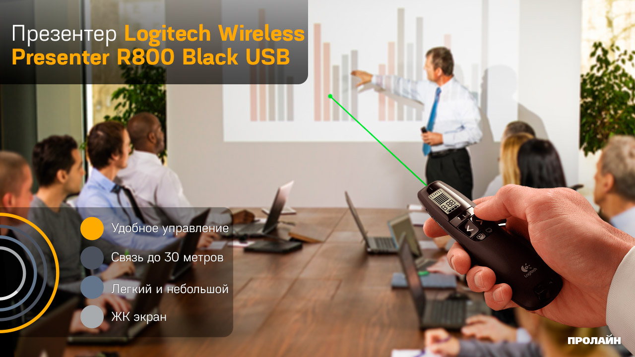 Презентер Logitech Wireless Presenter R800 Black USB