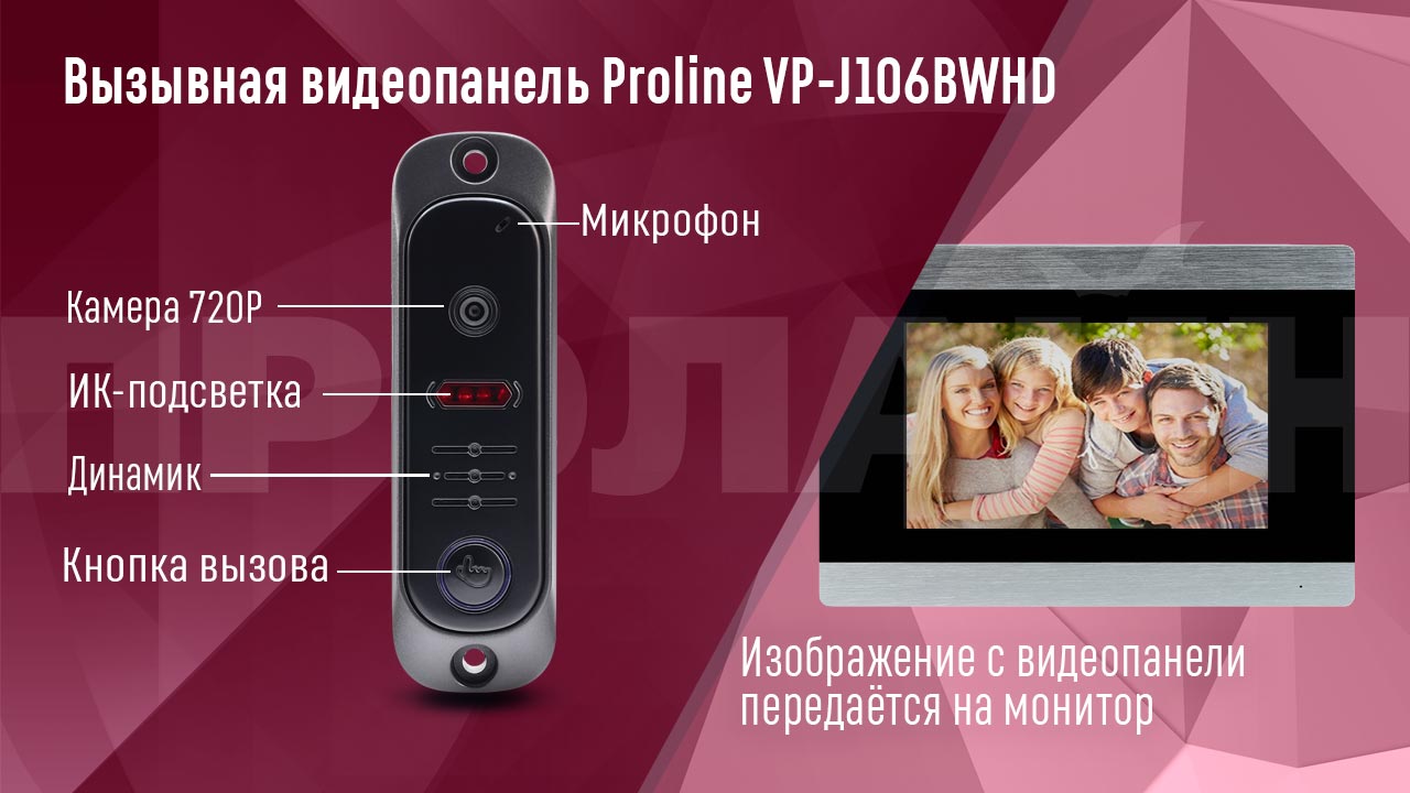 Вызывная видеопанель Proline VP-J106BWHD с углом обзора 110 градусов