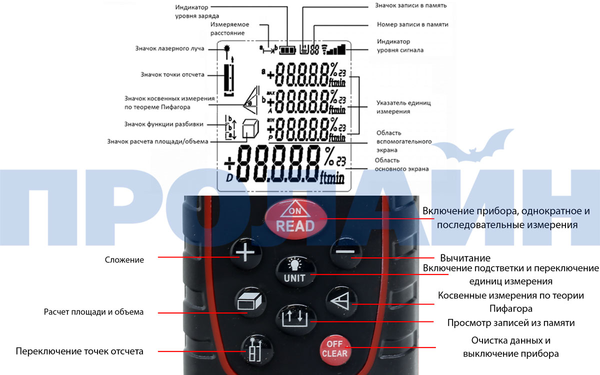 Лазерный дальномер QQ-100 (лазерная рулетка)