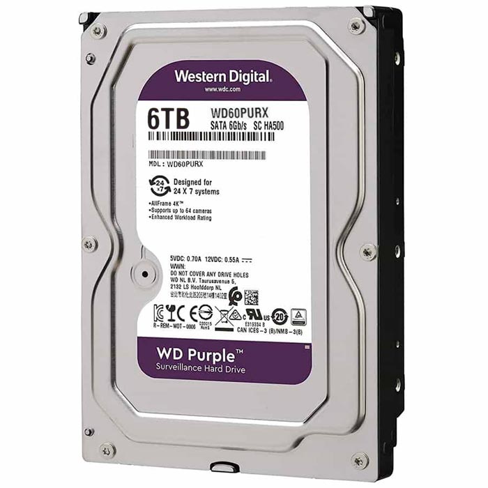 3.5" HDD 6Tb Western Digital Purple WD62PURX SATA