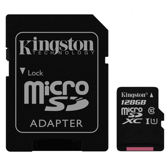 128GB microSDXC C10 Kingston +адаптер