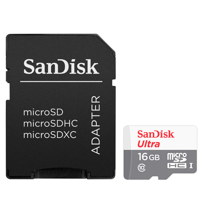 16Gb microSDHC С10 SanDisk Ultra с адаптером